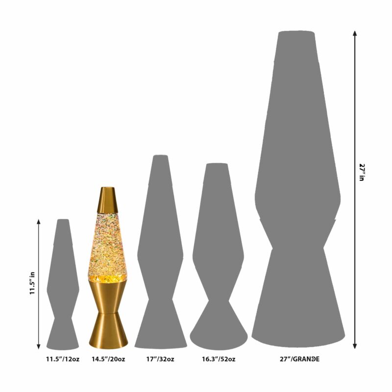 14.5″ LAVA Lamp Rainbow Glitter – Clear/Gold - US 2629